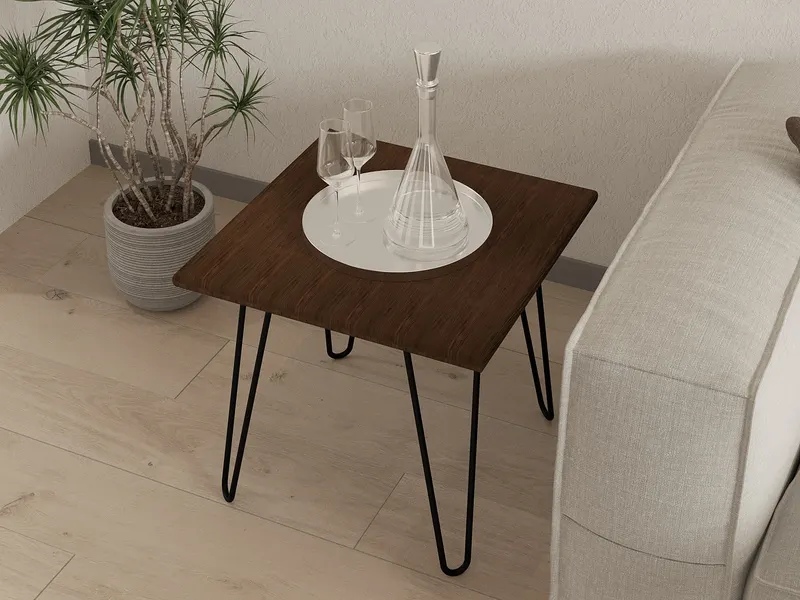 Măsuță de cafea Mahic, Nuc - Negru, 50x50x43 cm - Nuc - Negru