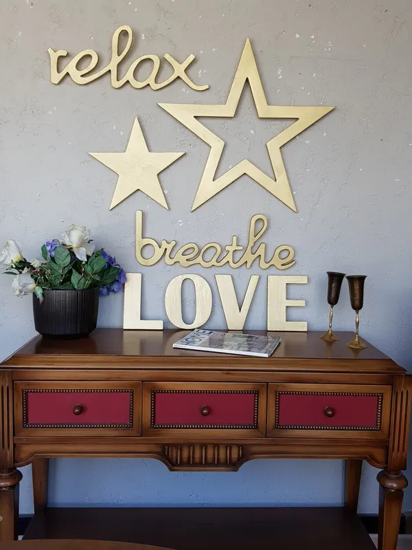 Decorațiune de perete din lemn Gold Stars Set, Auriu, 62x62x2 cm - Natural - Auriu