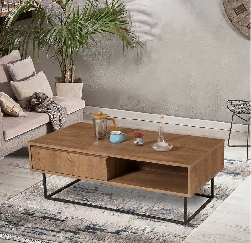 Măsuță de cafea Dale, Nuc - Negru, 120x60x43 cm - Nuc - Negru