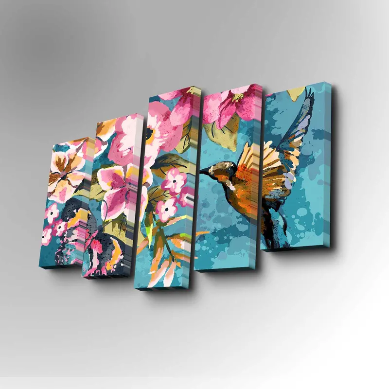 Tablou canvas 5 bucăți 5PUC-002, Multicolor, 82x50x3 cm - Multicolor