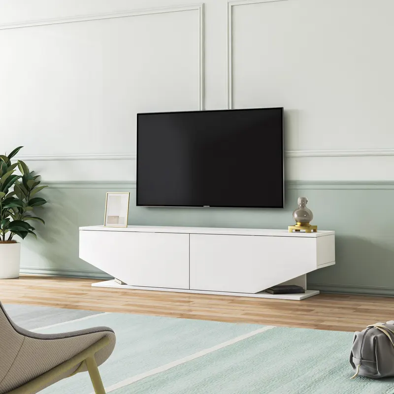 Comodă TV Ares, Alb, 160x33x37 cm - Alb