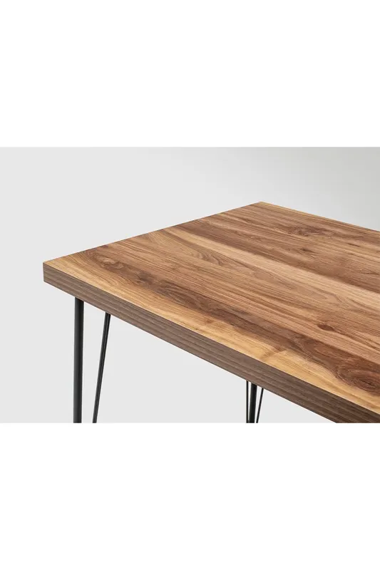 Masă dining Nmsymktktbl001, Stejar - Negru, 120x60x72 cm - Stejar - Negru