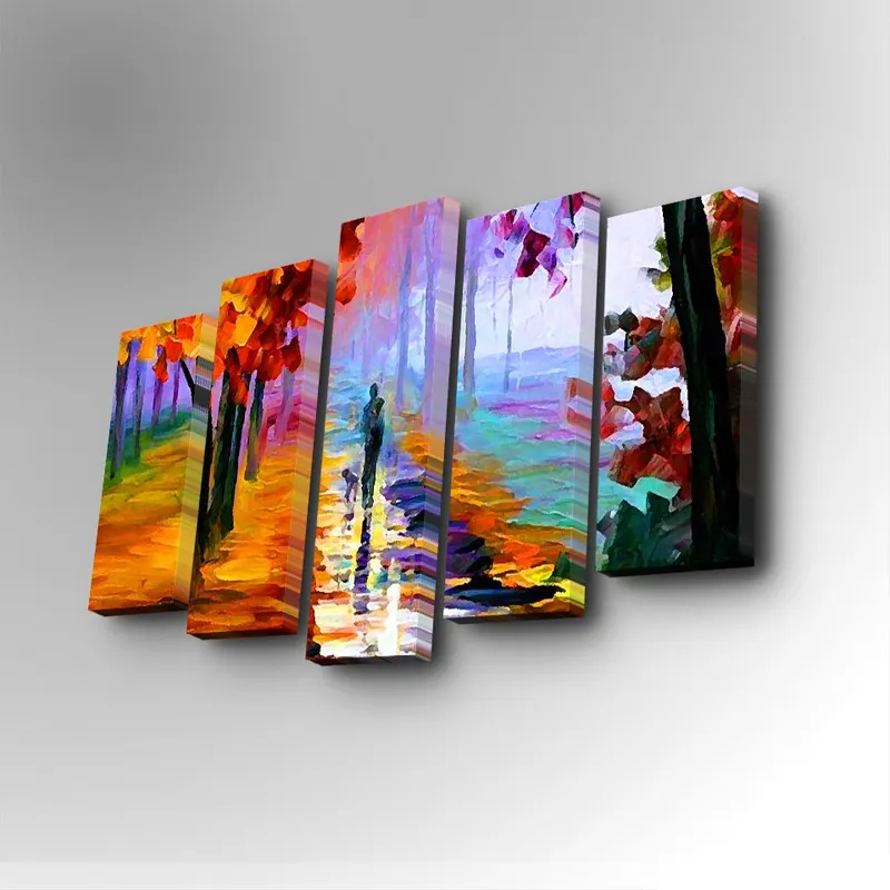 Tablou canvas 5 bucăți 5PUC-006, Multicolor, 82x50x3 cm - Multicolor