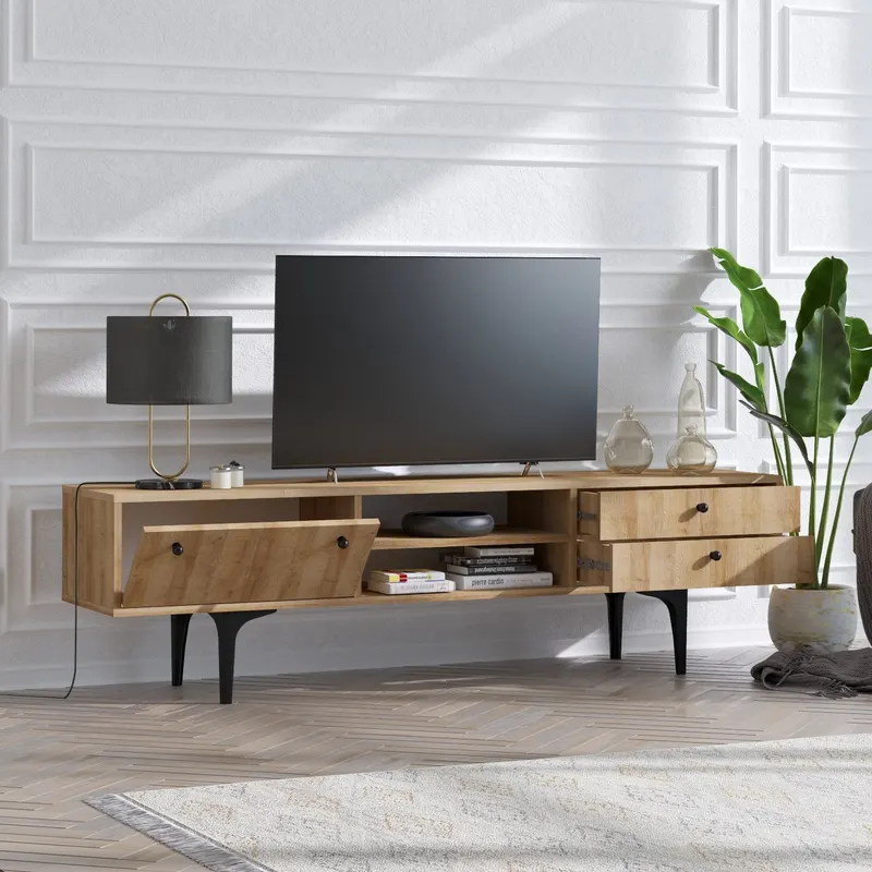 Comodă TV Alessa, Stejar, 180x35x47 cm - Stejar