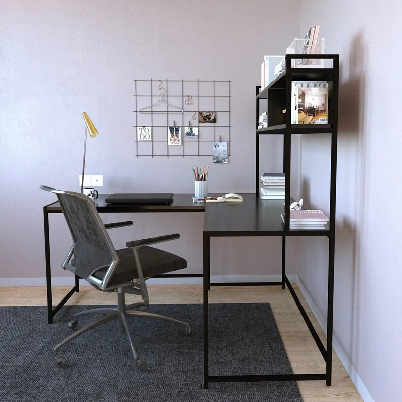 Birou L207, Negru, 154x60x72 cm - Negru