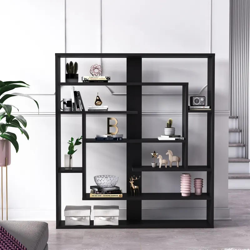 Bibliotecă Sebastian, Negru, 120x132x22 cm - Negru
