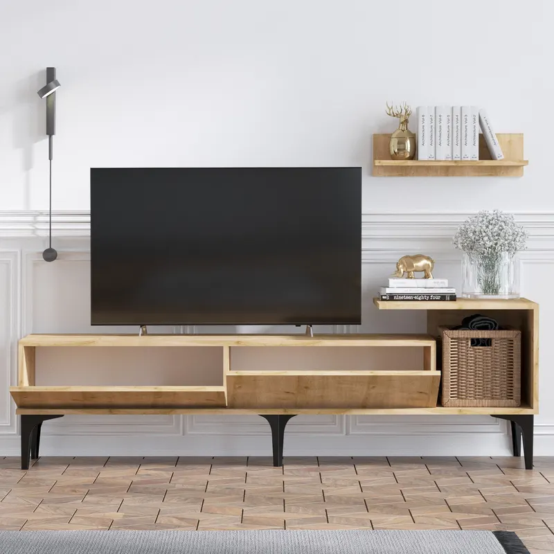 Comodă TV Lia, Stejar, 180x35x65 cm - Stejar