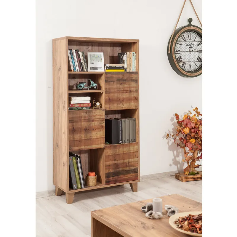 Bibliotecă Marina Flora - 755, Pin atlantic, 80x36x155 cm - Natural