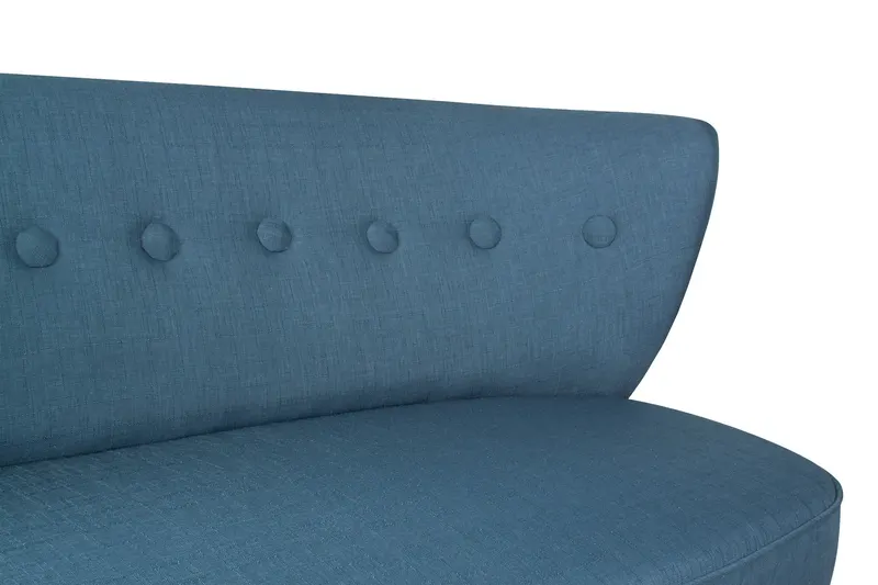 Canapea fixă 2 locuri Bienville - Saxe Blue, Albastru sax, 141x73x77 cm - Albastru