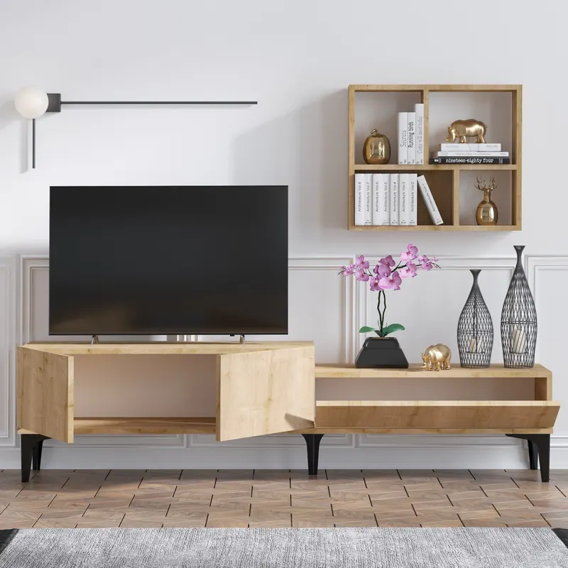 Comodă TV Lott, Stejar, 180x35x50 cm - Stejar
