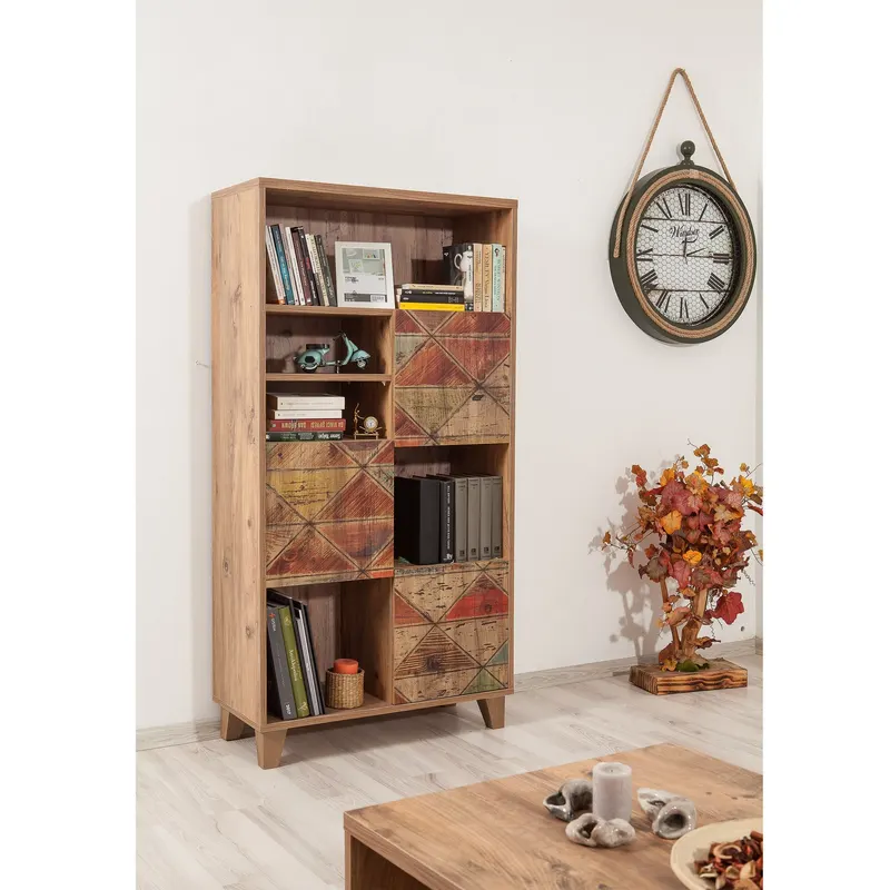 Bibliotecă Marina Flora - 756, Pin atlantic, 80x36x155 cm - Natural