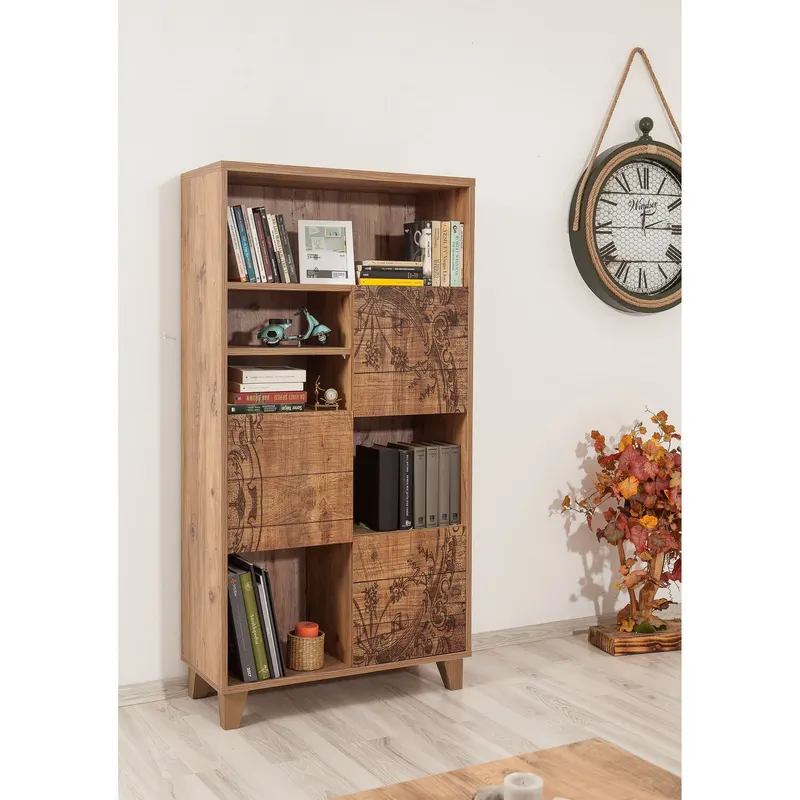 Bibliotecă Marina Flora - 757, Pin atlantic, 80x36x155 cm - Natural