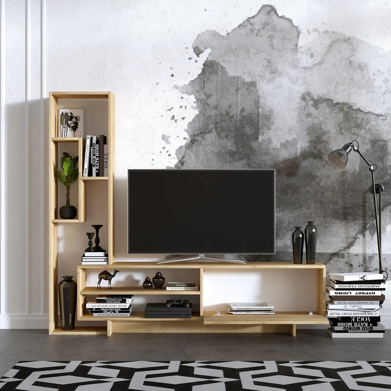 Comodă TV Larissa, Stejar safir, 177x30x158 cm - Stejar