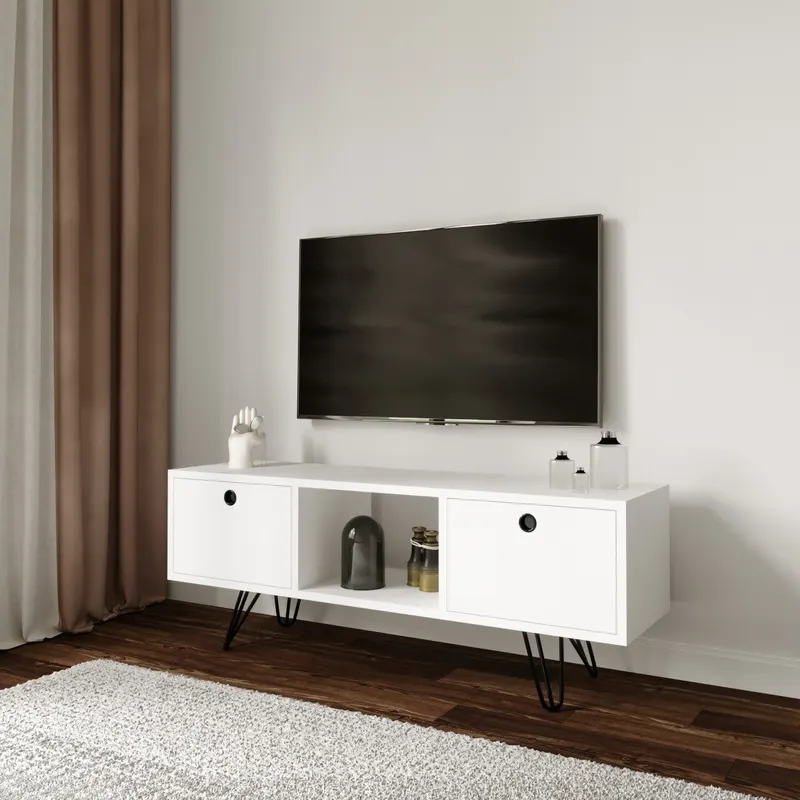 Comodă TV Yaren - L3024, Alb, 120x35x50 cm - Alb