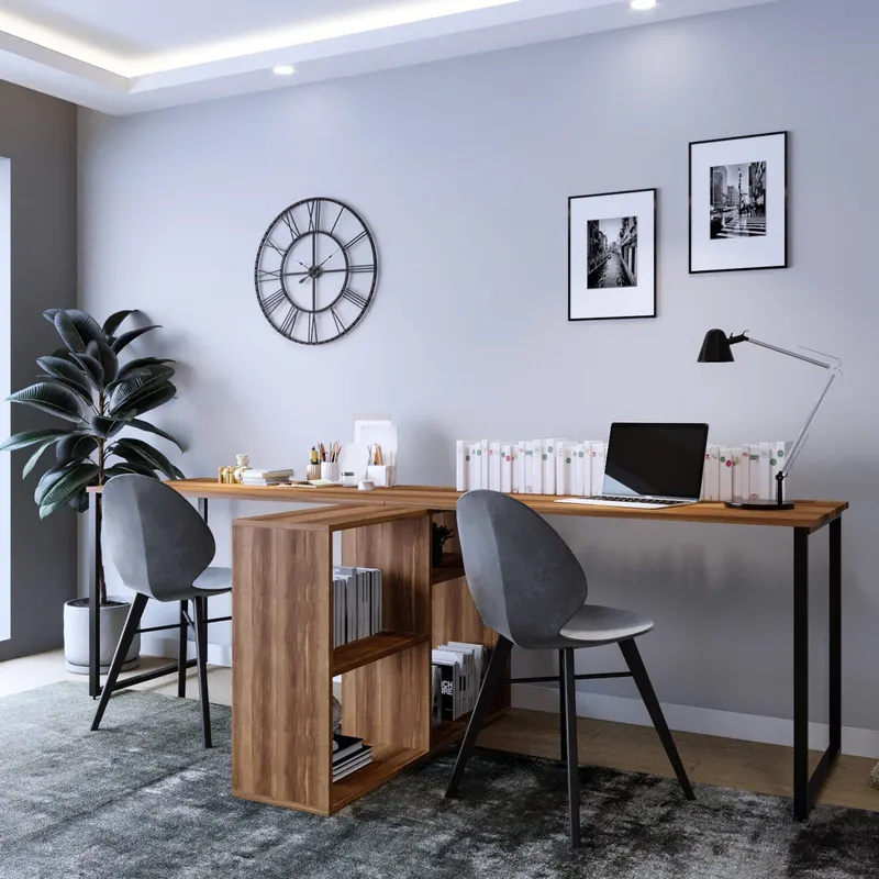 Birou London - L208, Nuc, 240x60x72 cm - Nuc