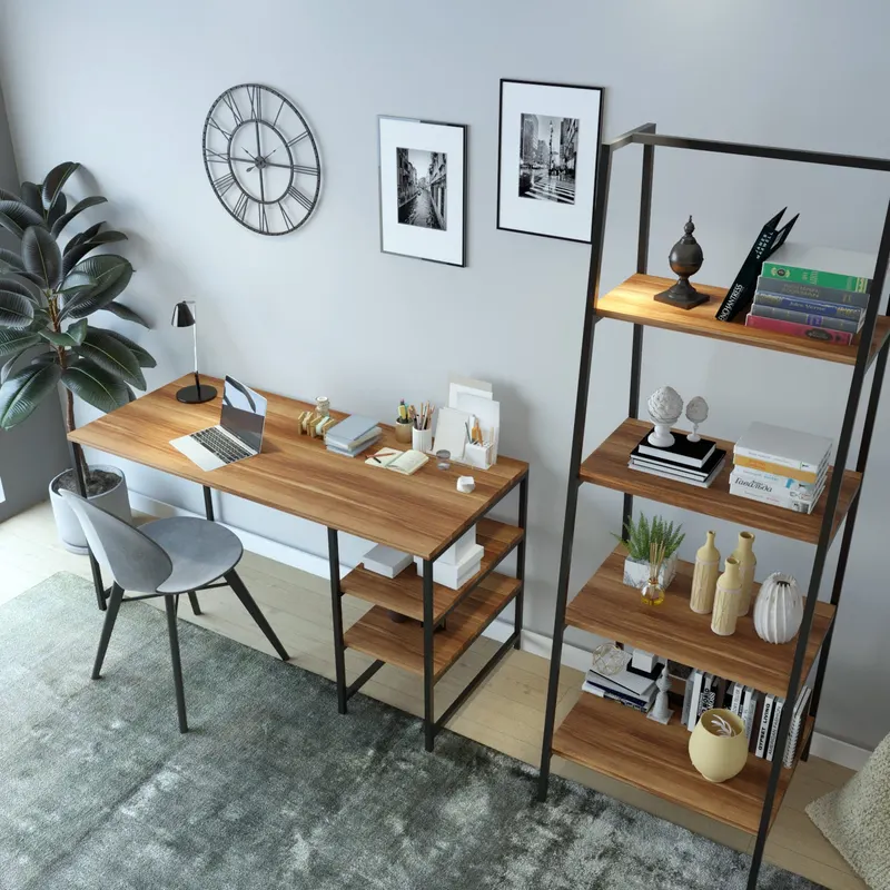 Birou Dresden - L246, Nuc, 120x55x180 cm - Nuc