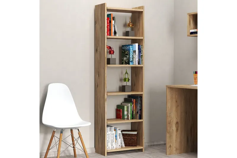 Bibliotecă KTB0102, Pin atlantic, 48x24x159 cm - Natural