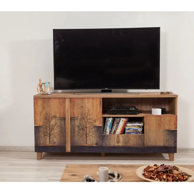 Comodă TV Marina Mila - 753, Pin atlantic, 160x45x76 cm - Natural