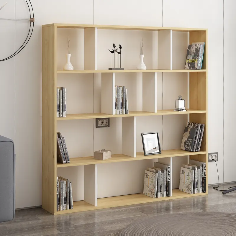 Bibliotecă Hodbi, Stejar - Alb, 145x25x145 cm - Stejar - Alb