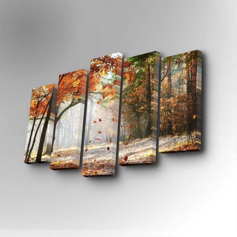 Tablou canvas 5 bucăți 5PUC-020, Multicolor, 82x50x3 cm - Multicolor