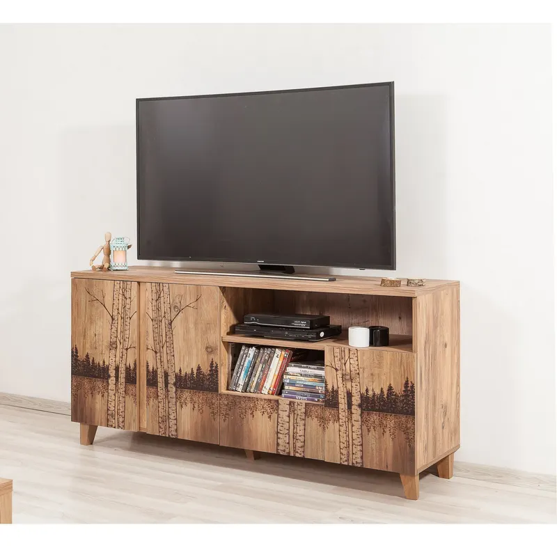 Comodă TV Marina Mila - 754, Pin atlantic, 160x45x76 cm - Natural