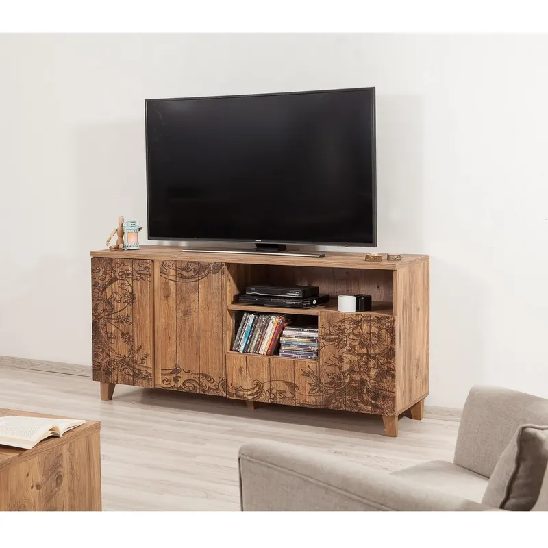 Comodă TV Marina Mila - 757, Pin atlantic, 160x45x65 cm - Natural