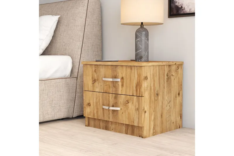 Noptieră KMD0202, Pin atlantic, 52x45x45 cm - Natural