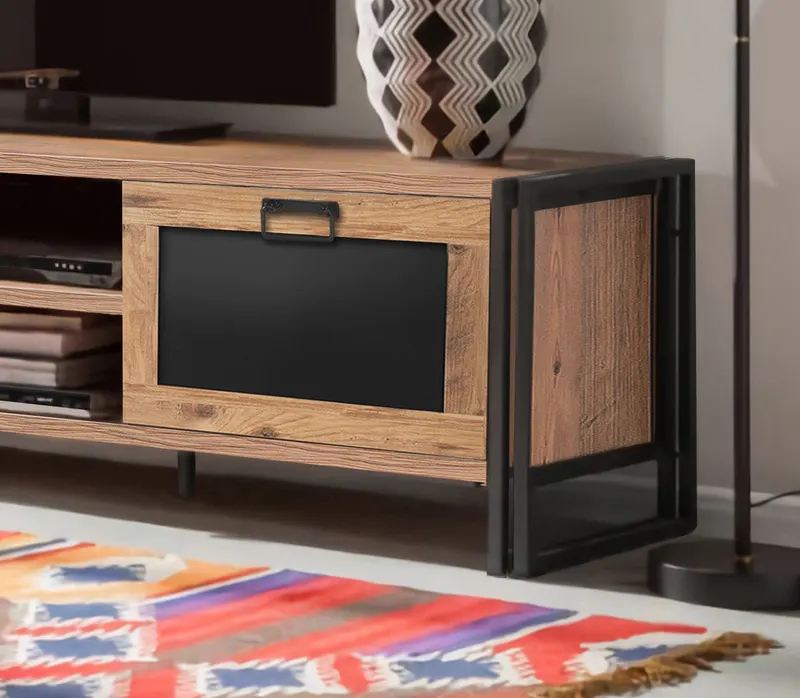 Comodă TV Arcas Norma, Pin atlantic - Negru, 180x45x50 cm - Natural - Negru