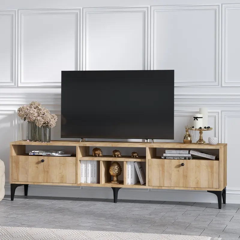 Comodă TV Robb, Stejar, 180x35x52 cm - Stejar