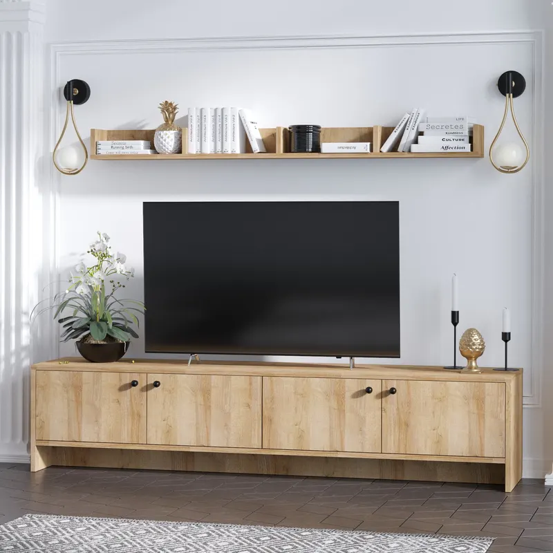 Comodă TV Tessa, Stejar, 180x35x40 cm - Stejar