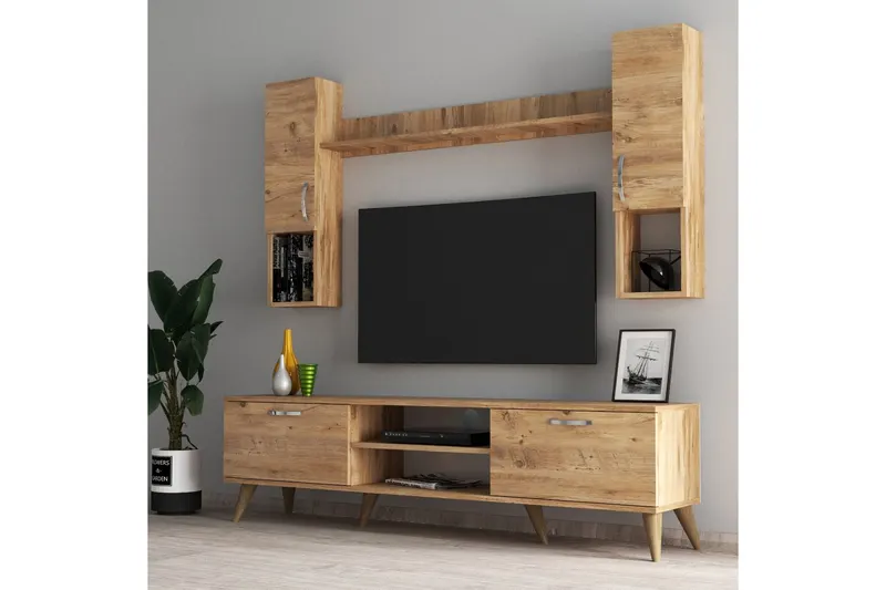 Comodă TV TVU0202, Pin atlantic, 180x35x48 cm - Natural