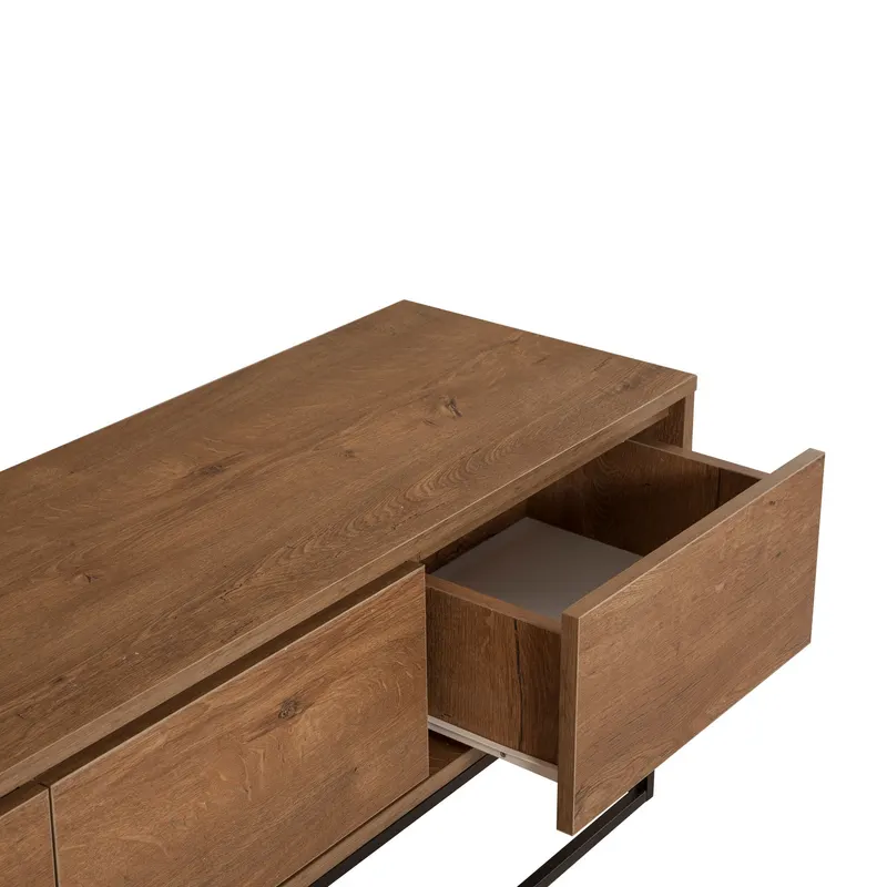 Comodă TV Milo 140, Nuc - Negru, 140x40x50 cm - Nuc - Negru