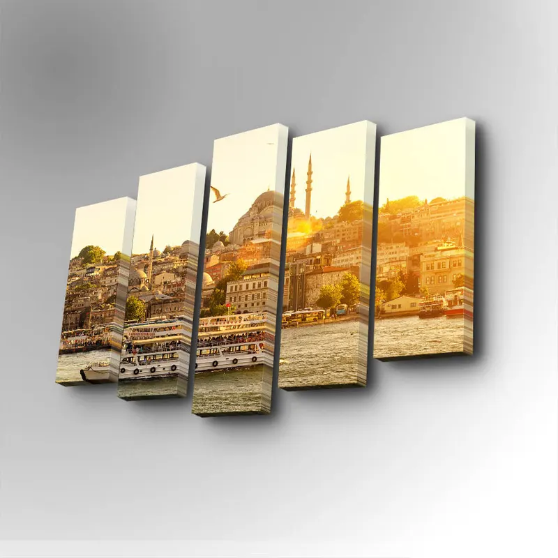 Tablou canvas 5 bucăți 5PUC-028, Multicolor, 82x50x3 cm - Multicolor