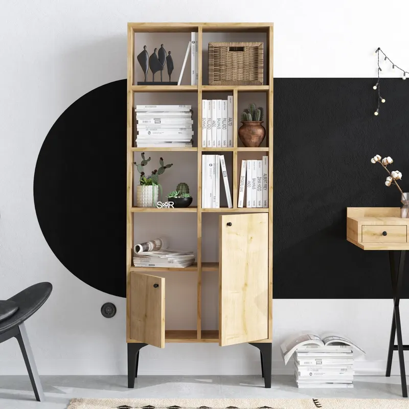Bibliotecă Castor, Stejar safir, 60x30x175 cm - Stejar