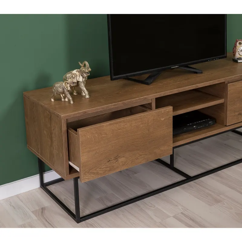 Set mobilă pentru sufragerie Laxus Takım 1, Nuc - Negru, 90x39x40 cm - Nuc - Negru