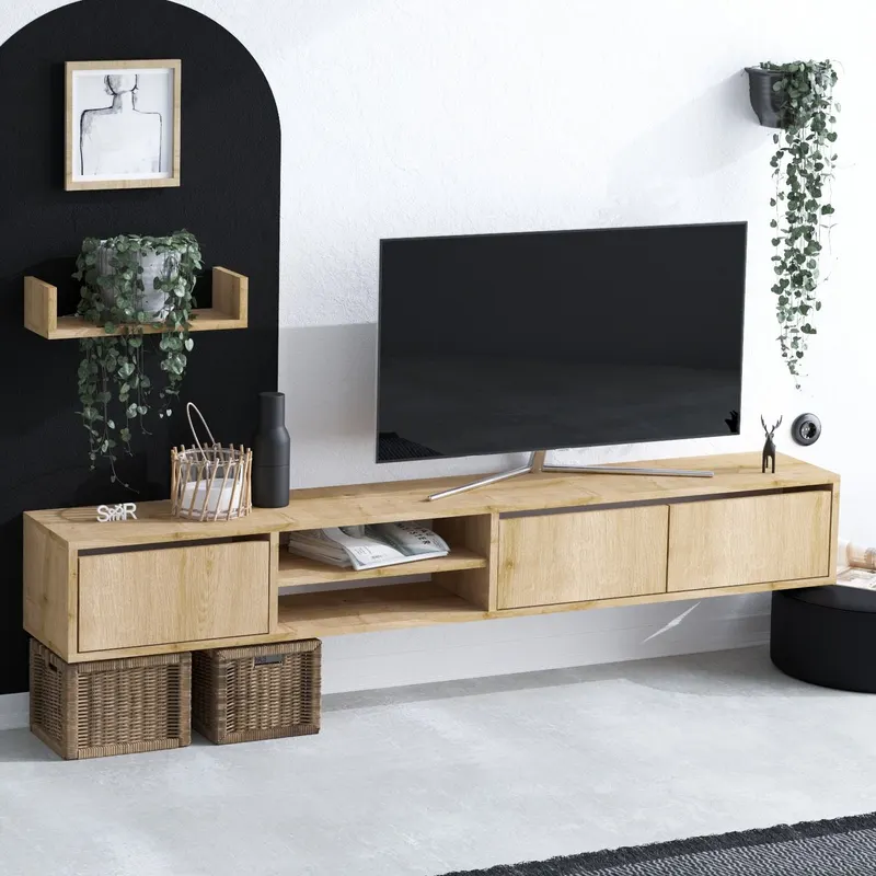 Comodă TV Heka, Stejar safir, 40x15x12 cm - Stejar