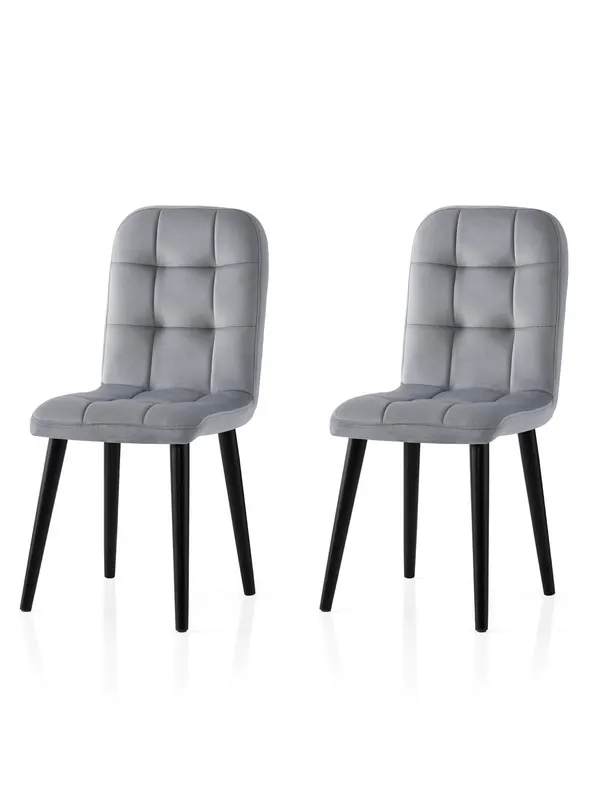 Set 2 scaune Retro - 732 V2, Negru - Gri, 41x51x88 cm - Negru - Gri