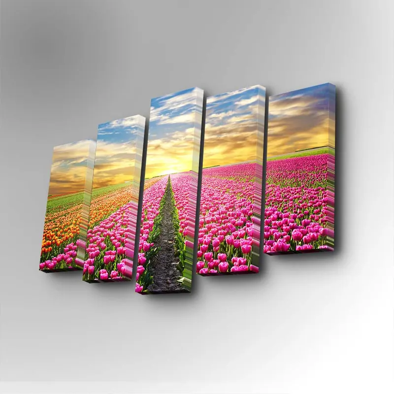 Tablou canvas 5 bucăți 5PUC-033, Multicolor, 82x50x3 cm - Multicolor