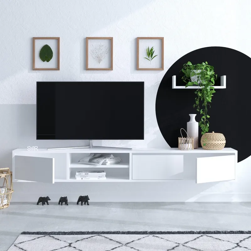 Comodă TV Alcor, Alb, 40x15x12 cm - Alb