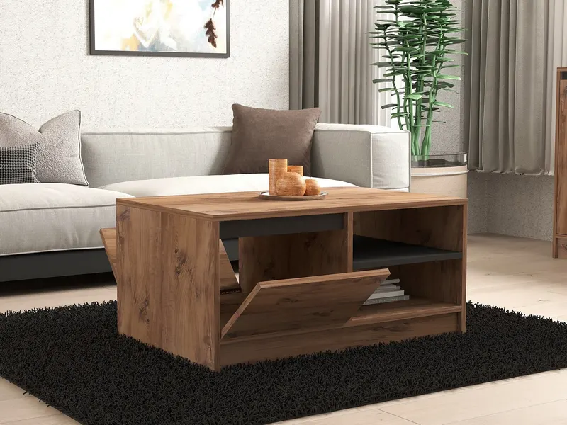 Set mobilă pentru sufragerie Muren, Pin atlantic - Antracit, 180x40x45 cm - Natural - Antracit