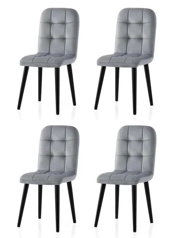 Set 4 scaune Retro - 732 V4, Negru - Gri, 41x51x88 cm - Negru - Gri