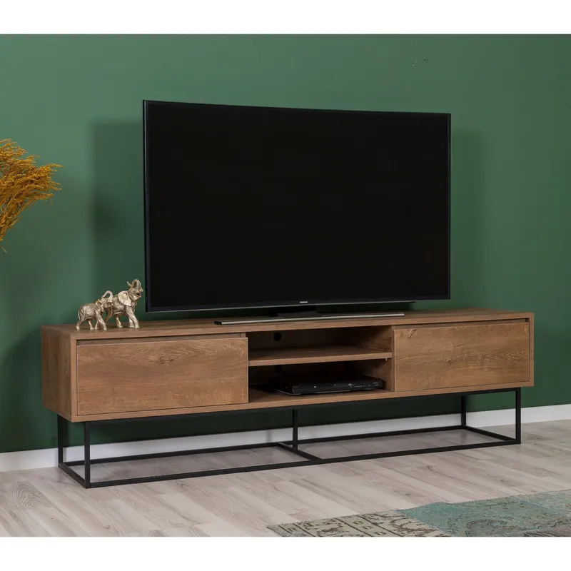 Set mobilă pentru sufragerie Laxus Takım 11, Nuc - Negru, 180x40x50 cm - Nuc - Negru