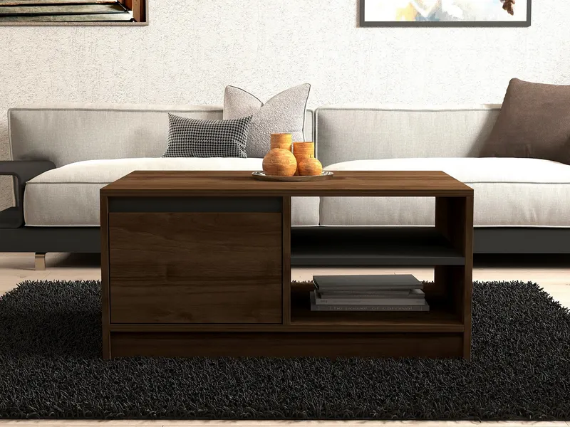 Măsuță de cafea Ongu, Nuc - Antracit, 90x60x45 cm - Nuc - Antracit