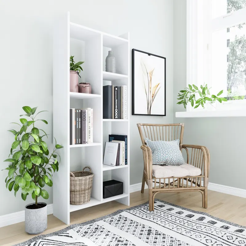 Bibliotecă Eden, Alb, 63x25x160 cm - Alb