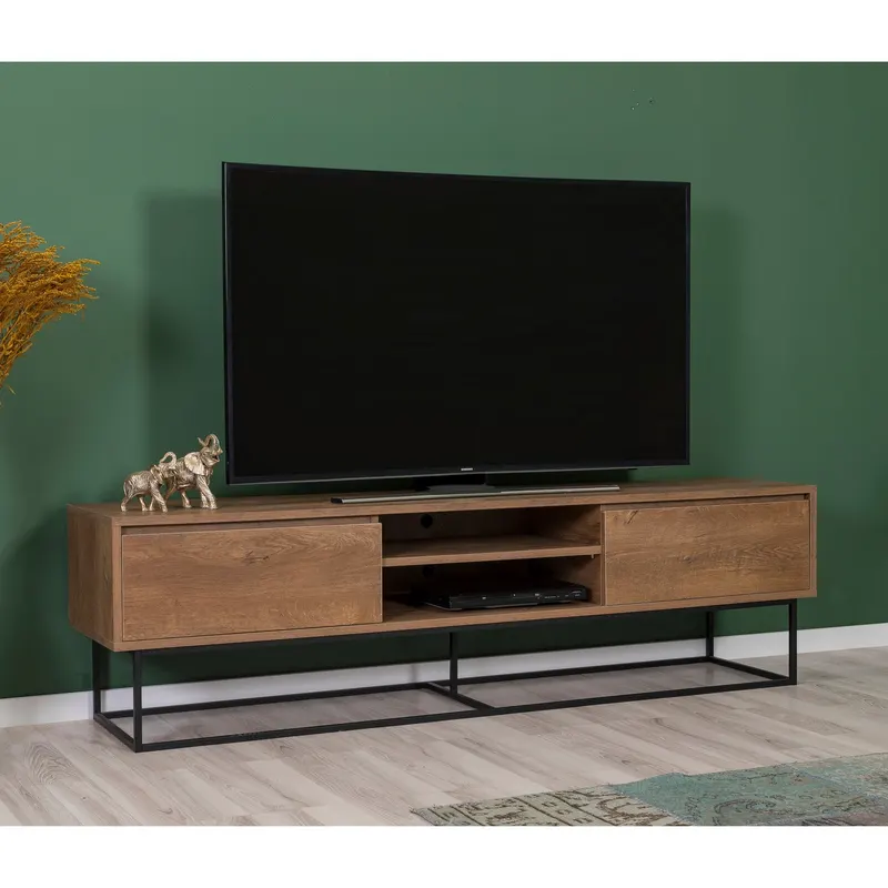 Set mobilă pentru sufragerie Laxus Takım 13, Nuc - Negru, 180x40x50 cm - Nuc - Negru