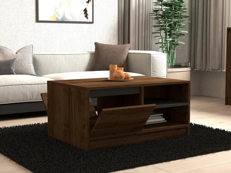 Set mobilă pentru sufragerie Pars, Nuc - Antracit, 180x40x45 cm - Nuc - Antracit