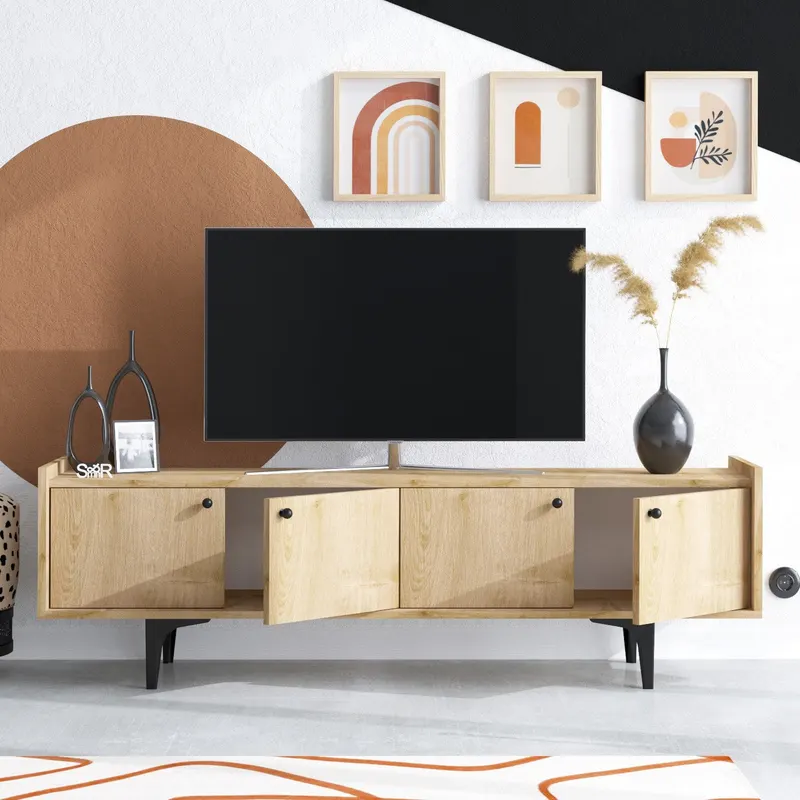Comodă TV Chow, Stejar safir, 150x40x57 cm - Stejar
