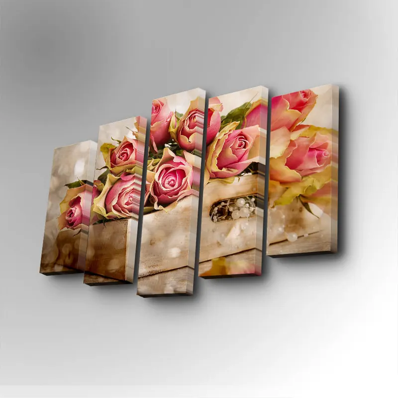 Tablou canvas 5 bucăți 5PUC-046, Multicolor, 82x50x3 cm - Multicolor