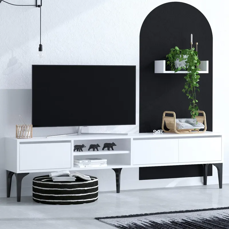 Comodă TV Cordelia - Dec0060, Alb, 180x30x50 cm - Alb
