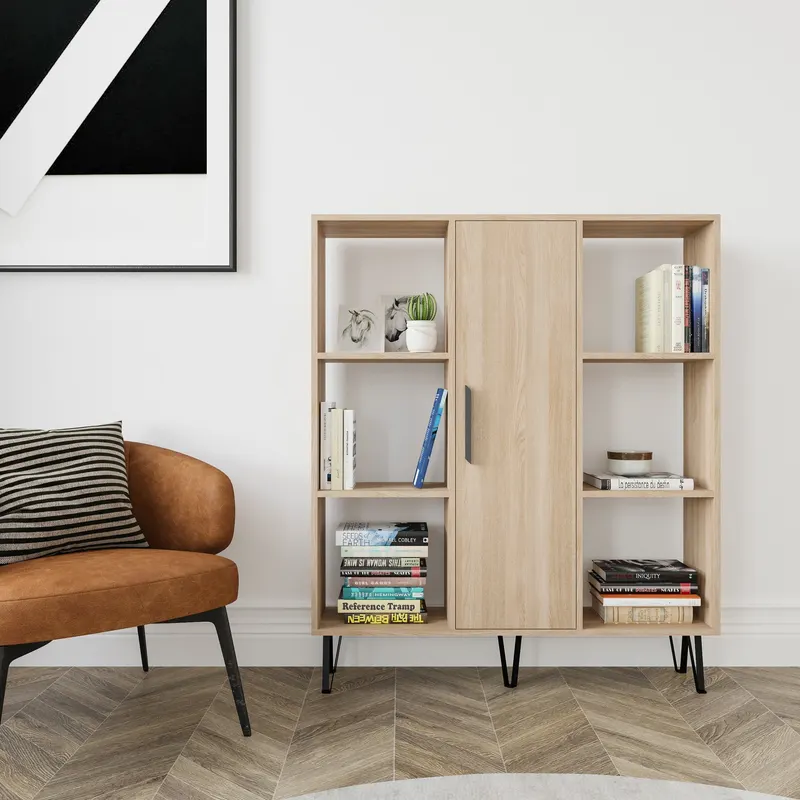 Bibliotecă Peoria, Stejar, 120x25x142 cm - Stejar
